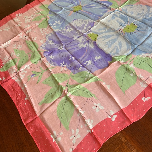 Vera Bradley Pink and Purple Floral Scarf all silk - Picture 4 of 11